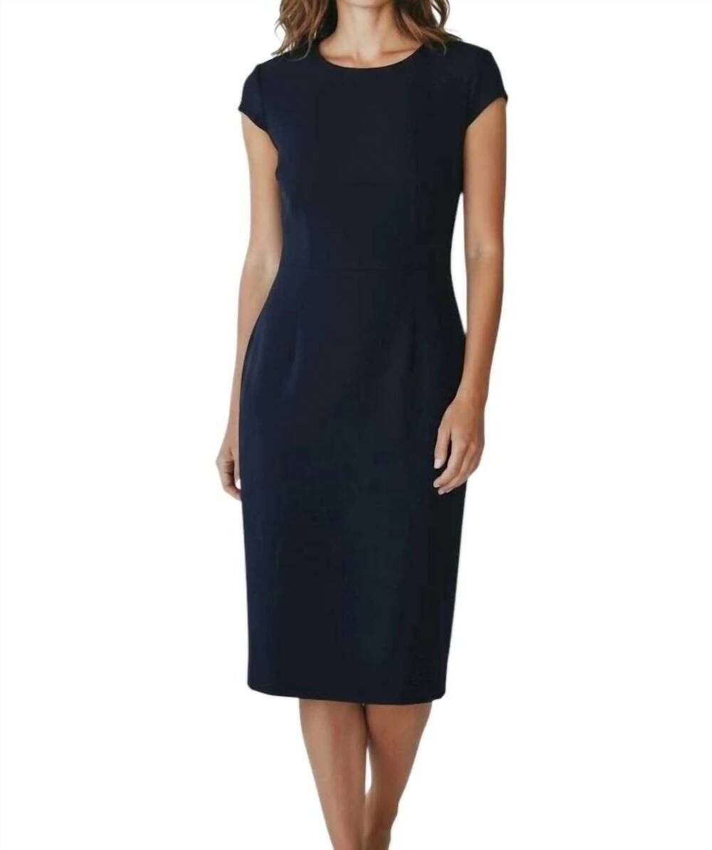 NEW TALBOT RUNHOF cap sleeve midi dress in blue